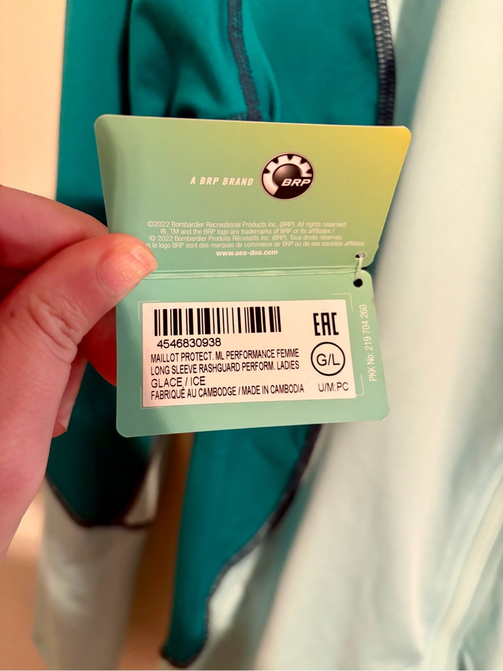 NWT Women’s Sz L Seadoo Full Zip Long Sleeve Swim Rashguard Top Aqua Colorblock - Picture 5 of 16